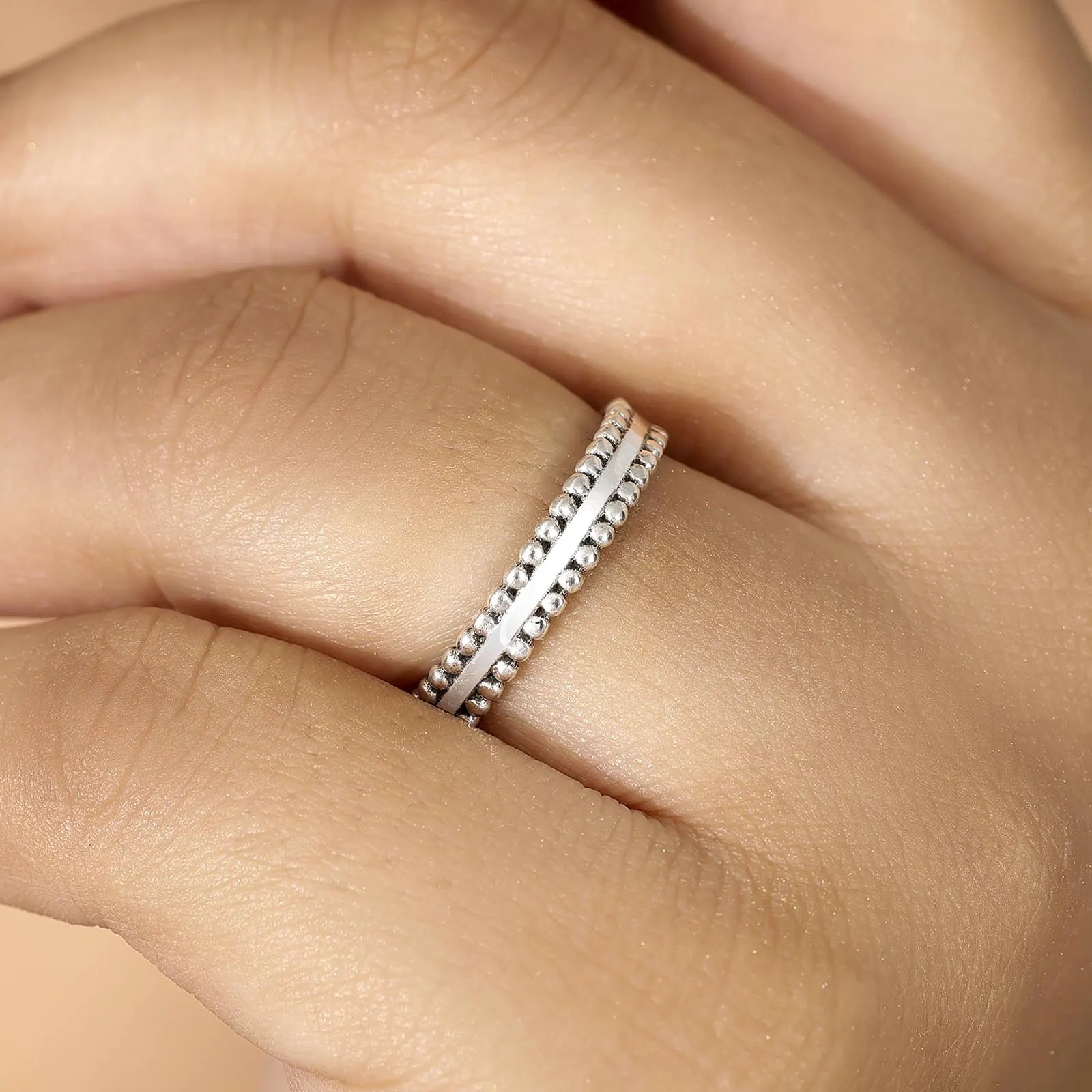Simple Beads Silver Ring - Tweov Jewels