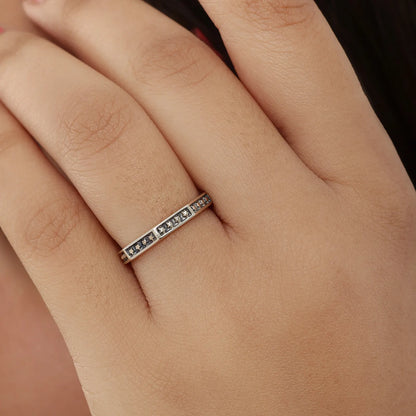 Oxidized Star Design Silver Band Ring