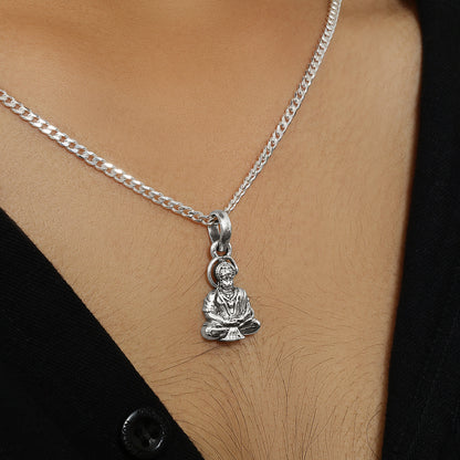 Pure Silver Meditating Hanuman Ji Pendant - Tweov Jewels
