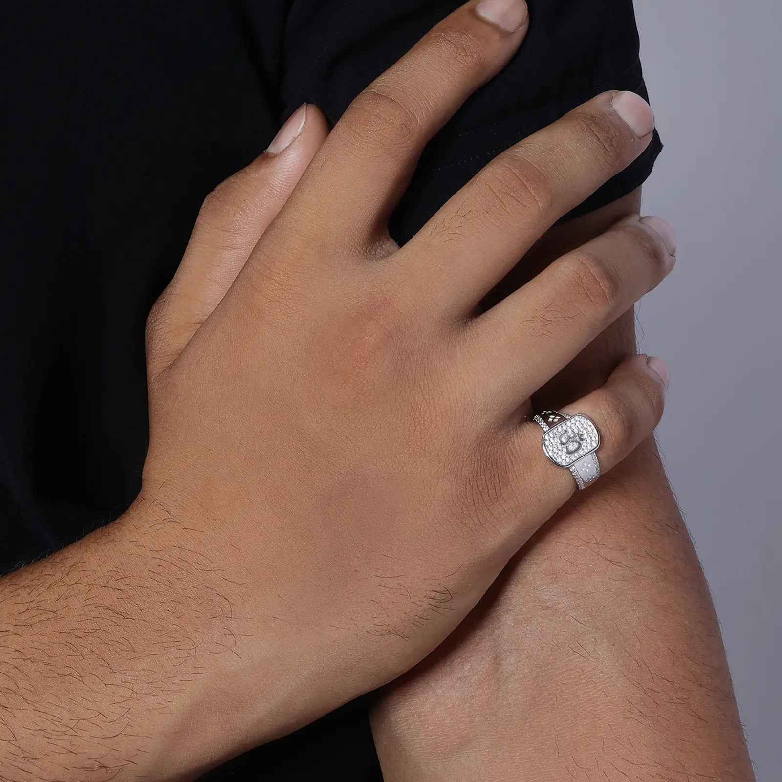 Silver Classic Om Men's Ring