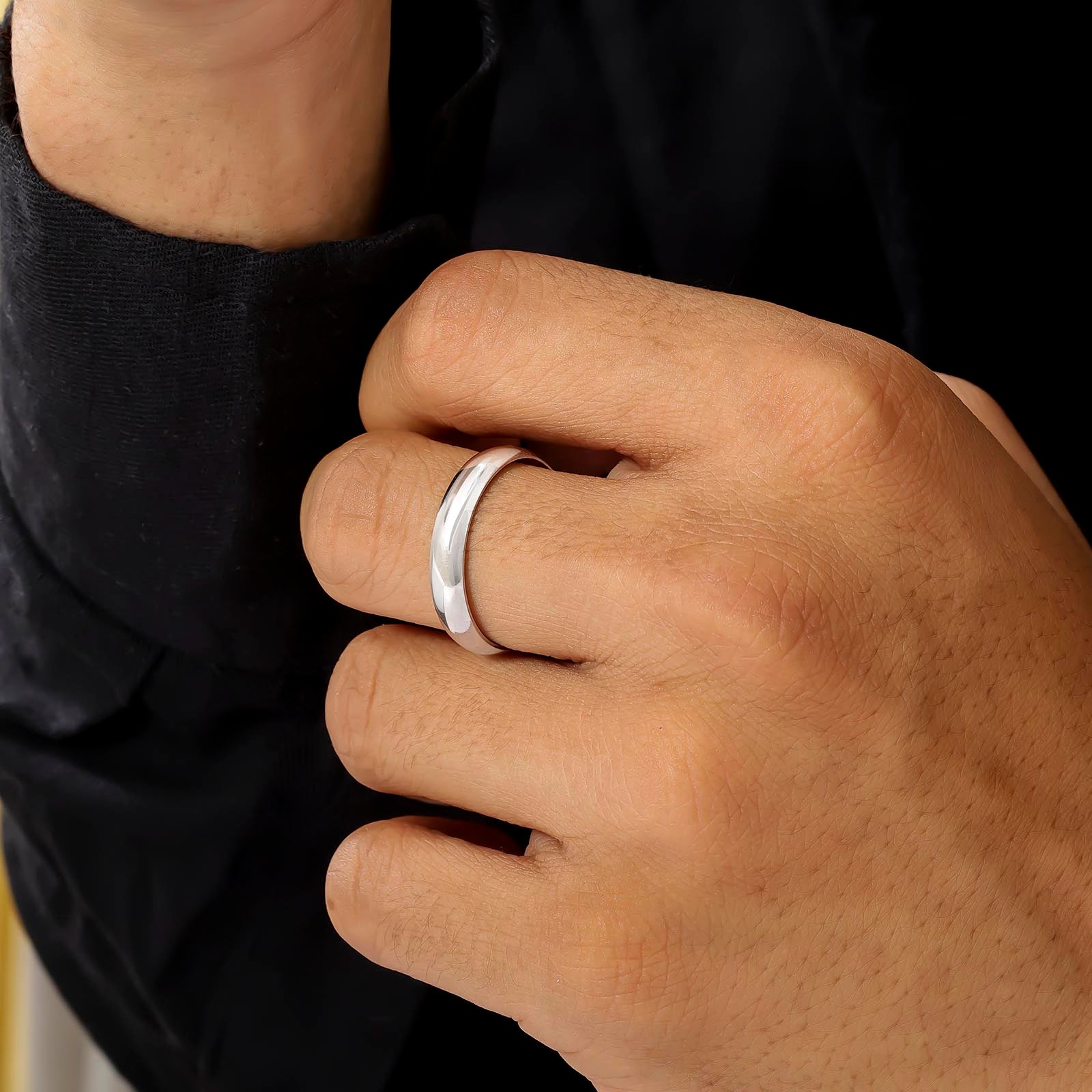 925 sterling silver plain classic ring for men