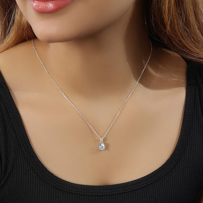 Solitaire American Diamond Silver Pendant & Chain - Tweov Jewels