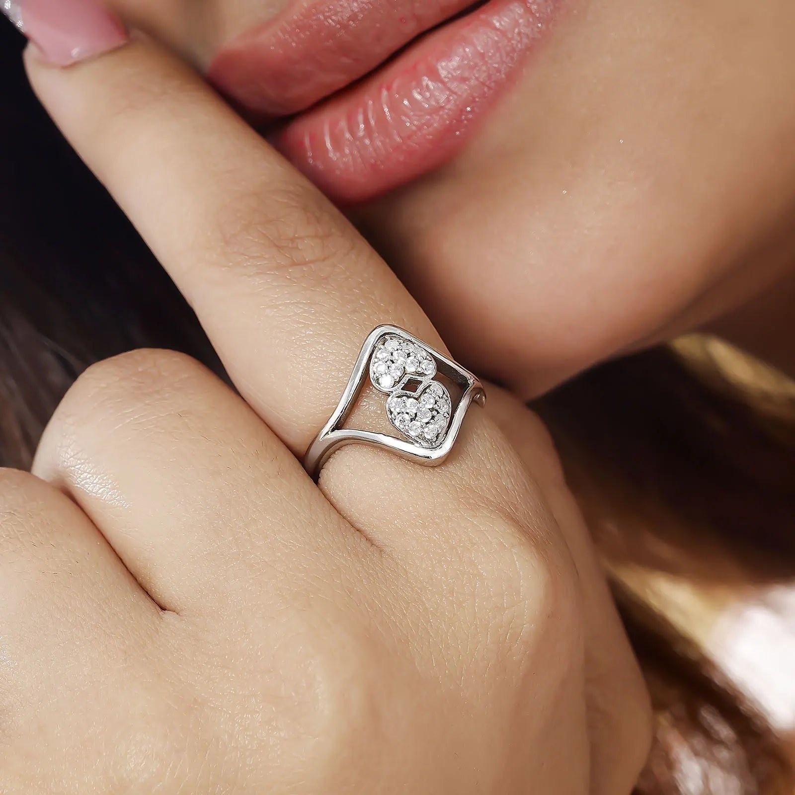 Classic Double Heart Silver Ring - Tweov Jewels