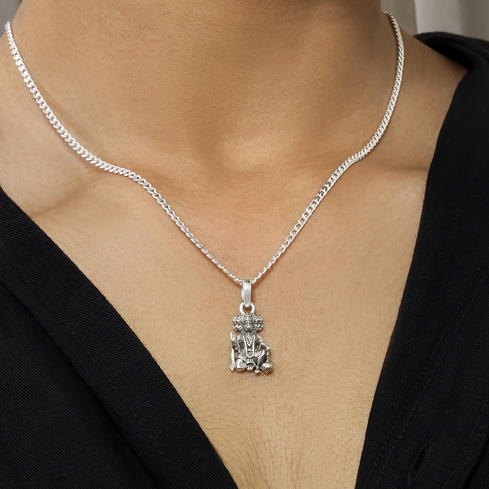 Pure Silver Panchmukhi Hanuman ji Kavach Locket