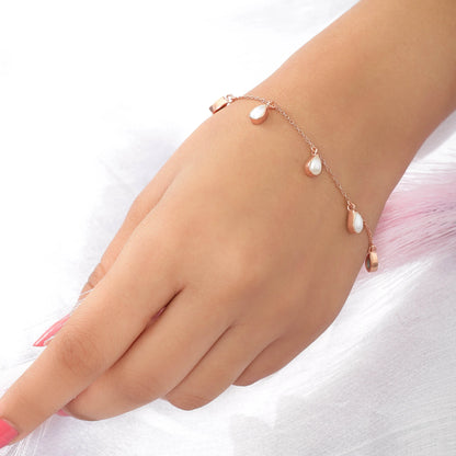 Rose Gold Plated Silver Drop Shape Pearl Bracelet - Tweov Jewels
