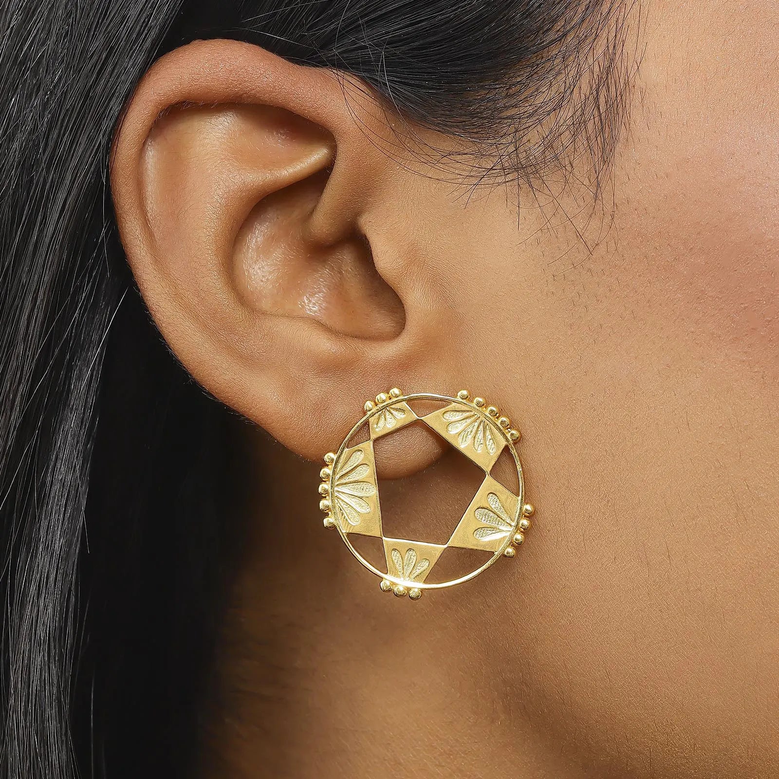 Gold Plated Rising Star Silver Stud Earrings - Tweov Jewels