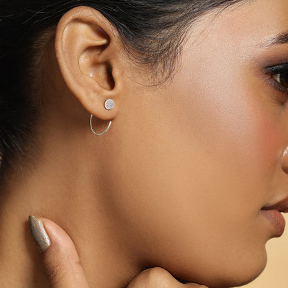 Semi Circular Silver Hoop Earrings
