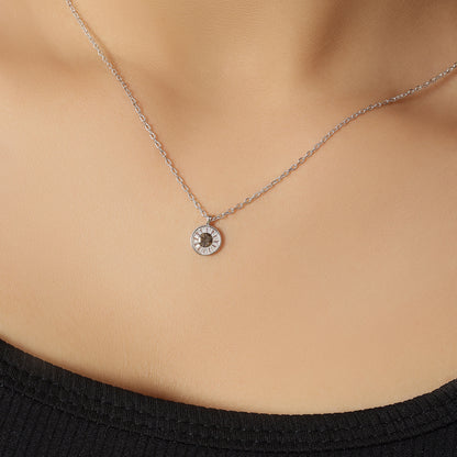 Black CZ Studded Silver Chain with Pendant - Tweov Jewels