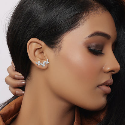 Butterfly Design Silver Ear Cuff