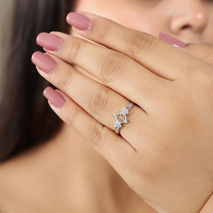 Silver Duo Flower Ring