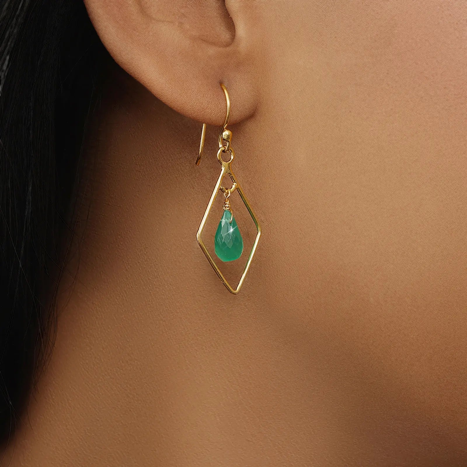 Pure Silver Earrings - Bold Gold Green Garnet