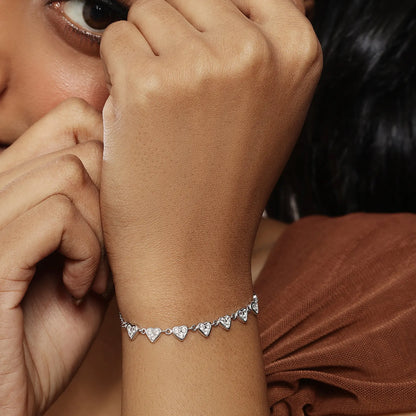 Silver Small Heart Charm Bracelet