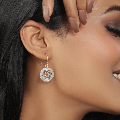 Mini Mandala Design Silver Earrings - Tweov Jewels