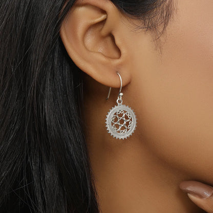 Mini Mandala Design Silver Earrings - Tweov Jewels