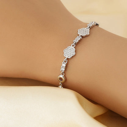 CZ Floral Silver Bracelet for Women - Tweov Jewels