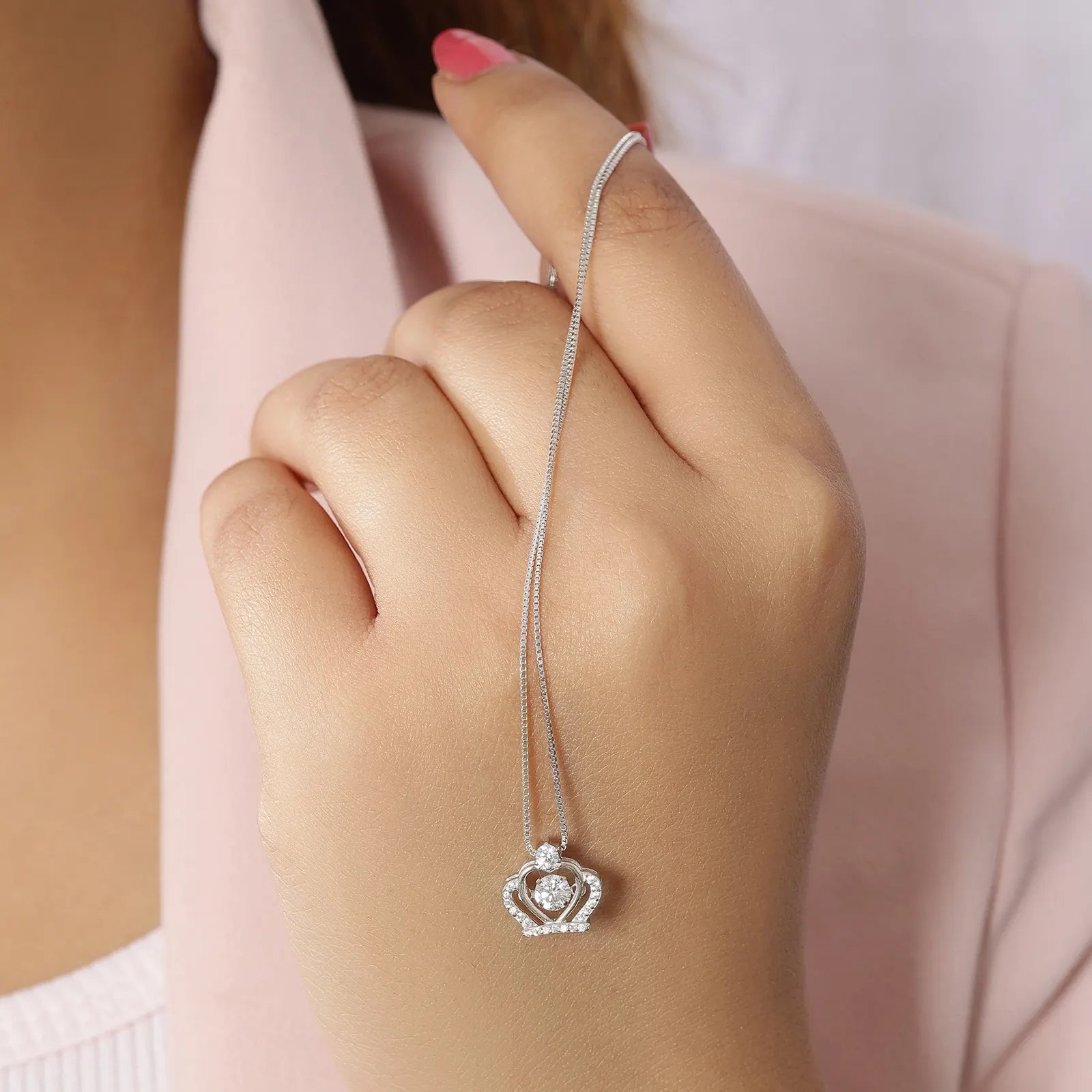 Queen Heart Silver Necklace for Women