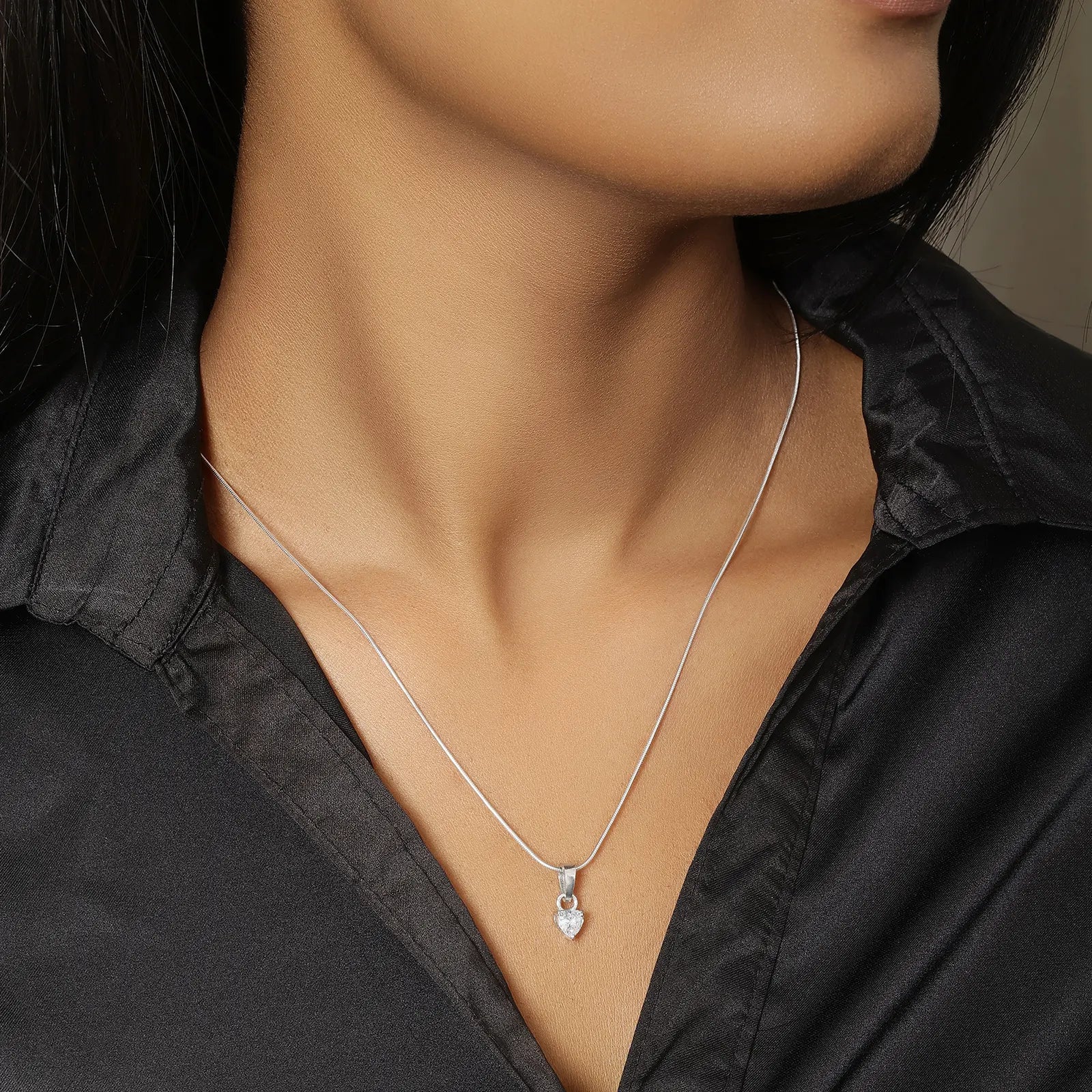 Solitaire Heart Pendant Chain for Women