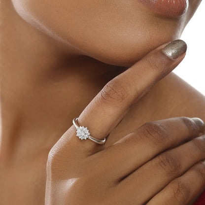 Silver Minimal Floral Ring