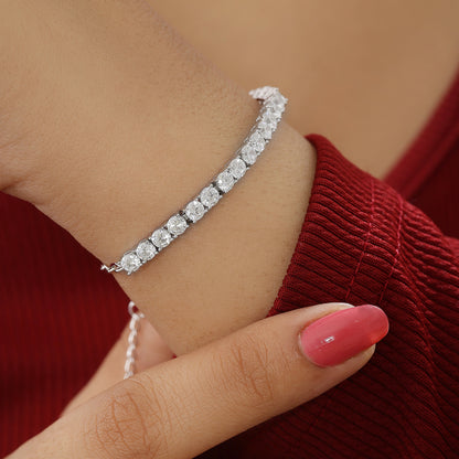 Pure 925 Sterling Silver Stylish CZ Tennis Bracelet for Women's