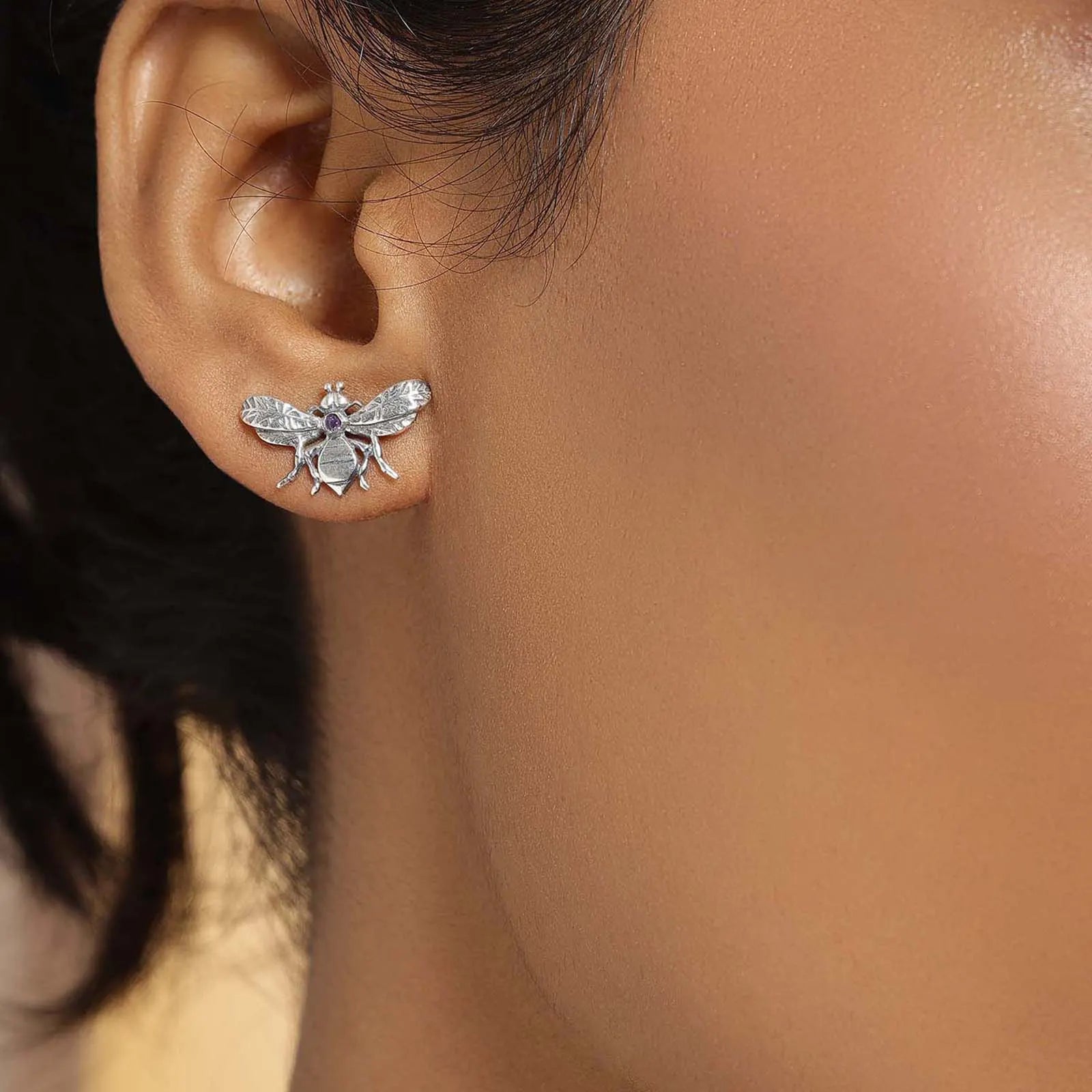 Bee Silver Stud Earrings