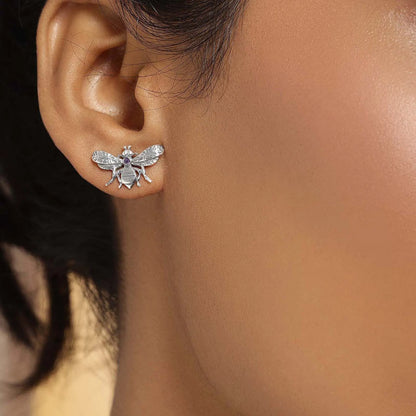 Bee Silver Stud Earrings