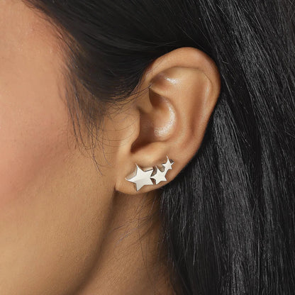Three Star Silver Stud Earrings - Tweov Jewels