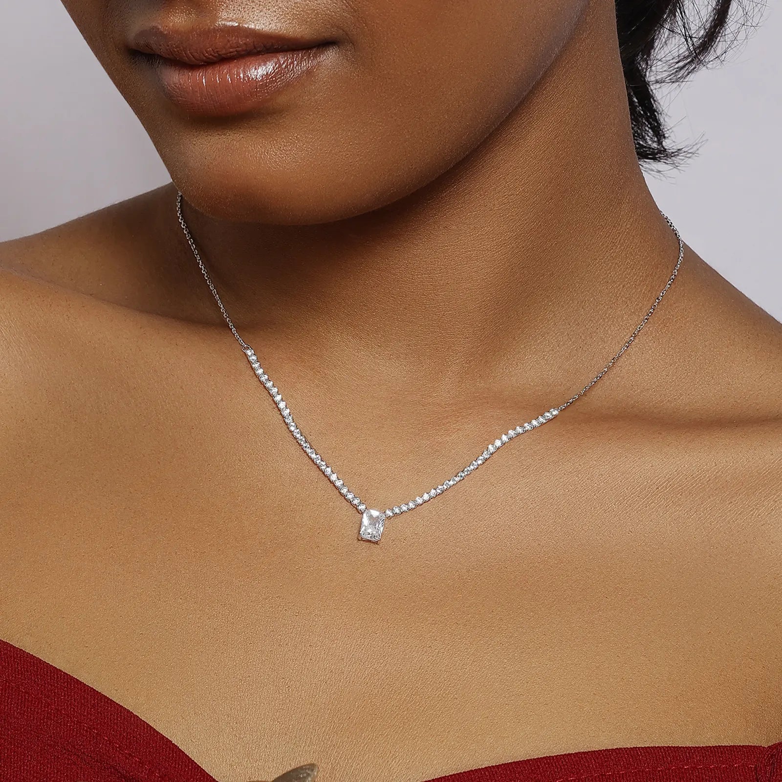 Solitaire Silver Tennis Necklace