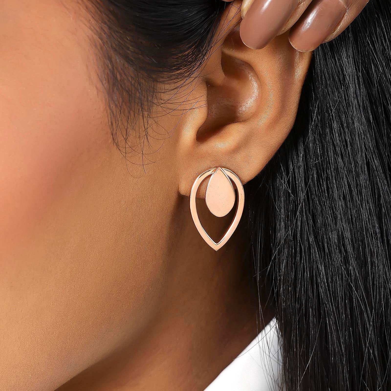 Pure Silver Earrings - Blush Glow Rose Gold Stud Earrings - Tweov Jewels