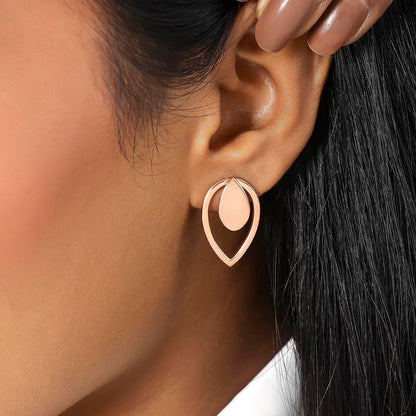 Pure Silver Earrings - Blush Glow Rose Gold Stud Earrings - Tweov Jewels