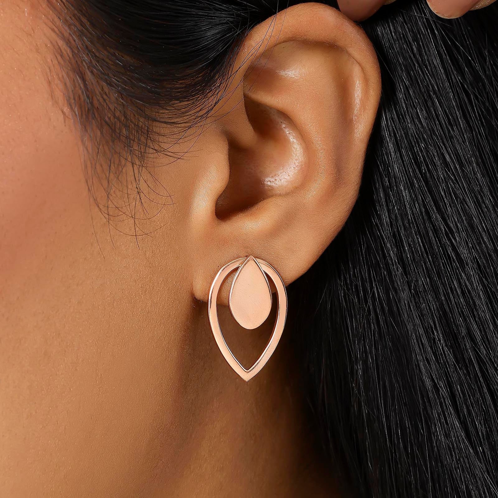 Pure Silver Earrings - Blush Glow Rose Gold Stud Earrings - Tweov Jewels