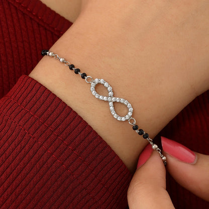Pure Sterling Silver Infinity Knot Design Hand Mangalsutra Bracelet