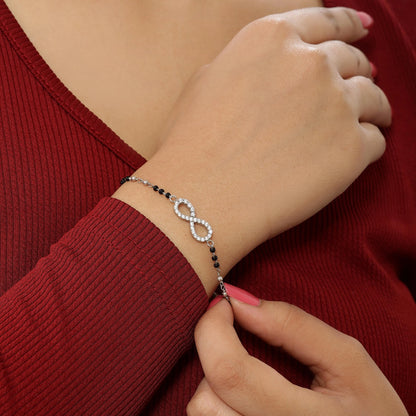 Pure Sterling Silver Infinity Knot Design Hand Mangalsutra Bracelet