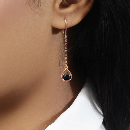 Shimmering Rose Gold Onyx Earrings