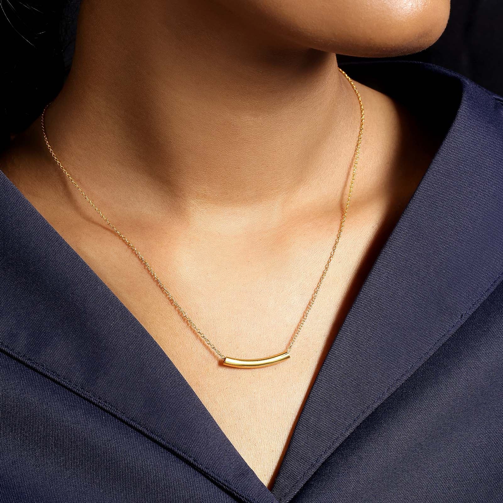 Pure 925 Silver Necklace - Elegant Gold Plated String Chain