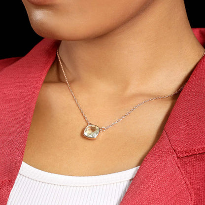 Rose Gold Light Green Stone Studded Silver Necklace
