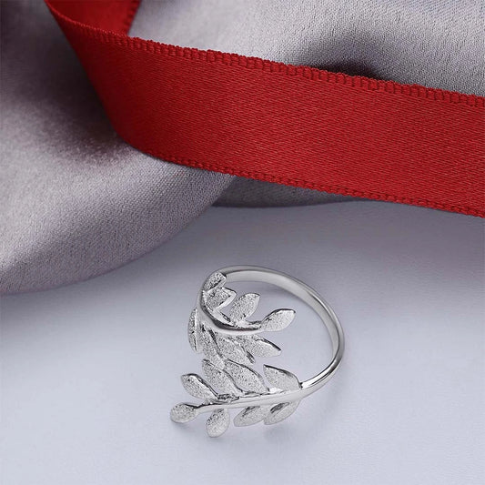 Cocktail Rings - Pure 925 Silver Ring &#8211; Leafy Nature Design
