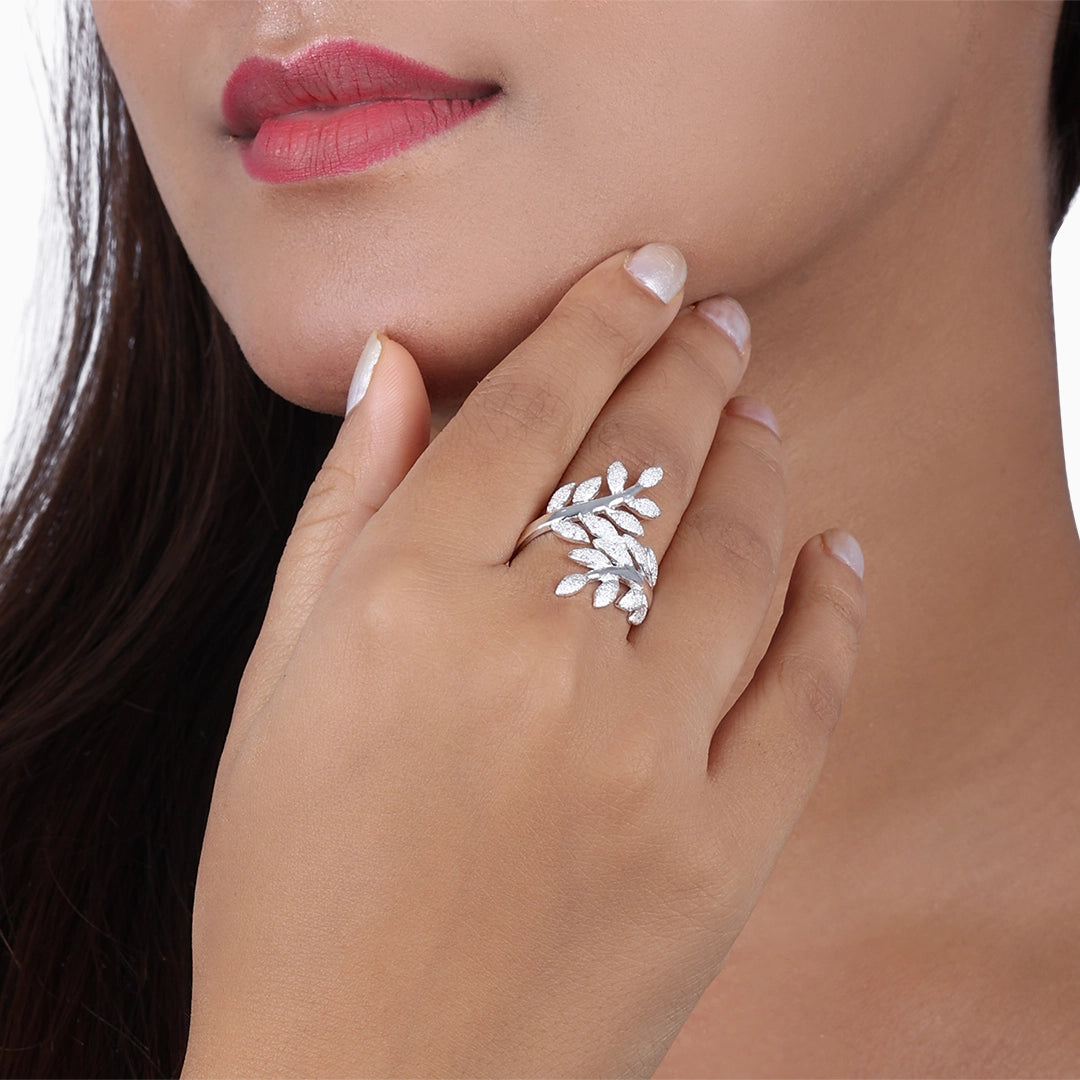 Great Summer Sale - Pure 925 Silver Ring &#8211; Leafy Nature Design