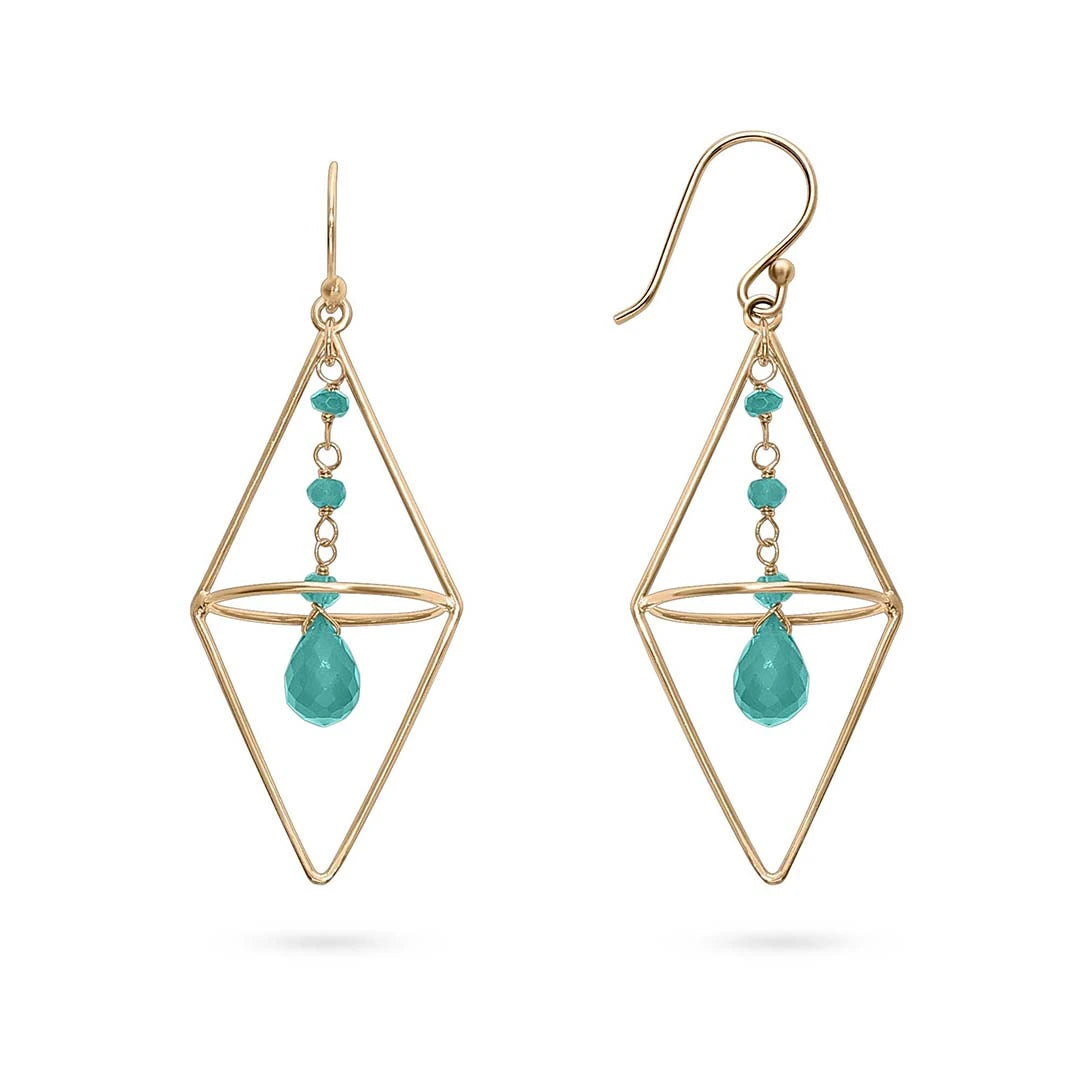 Silver Earrings - Pure Silver Earrings &#8211; Gold Plated Green Garnet Dangle
