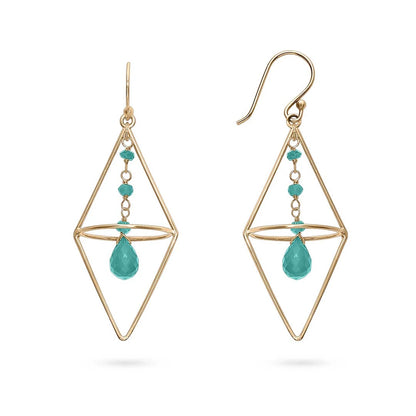 Silver Earrings - Pure Silver Earrings &#8211; Gold Plated Green Garnet Dangle