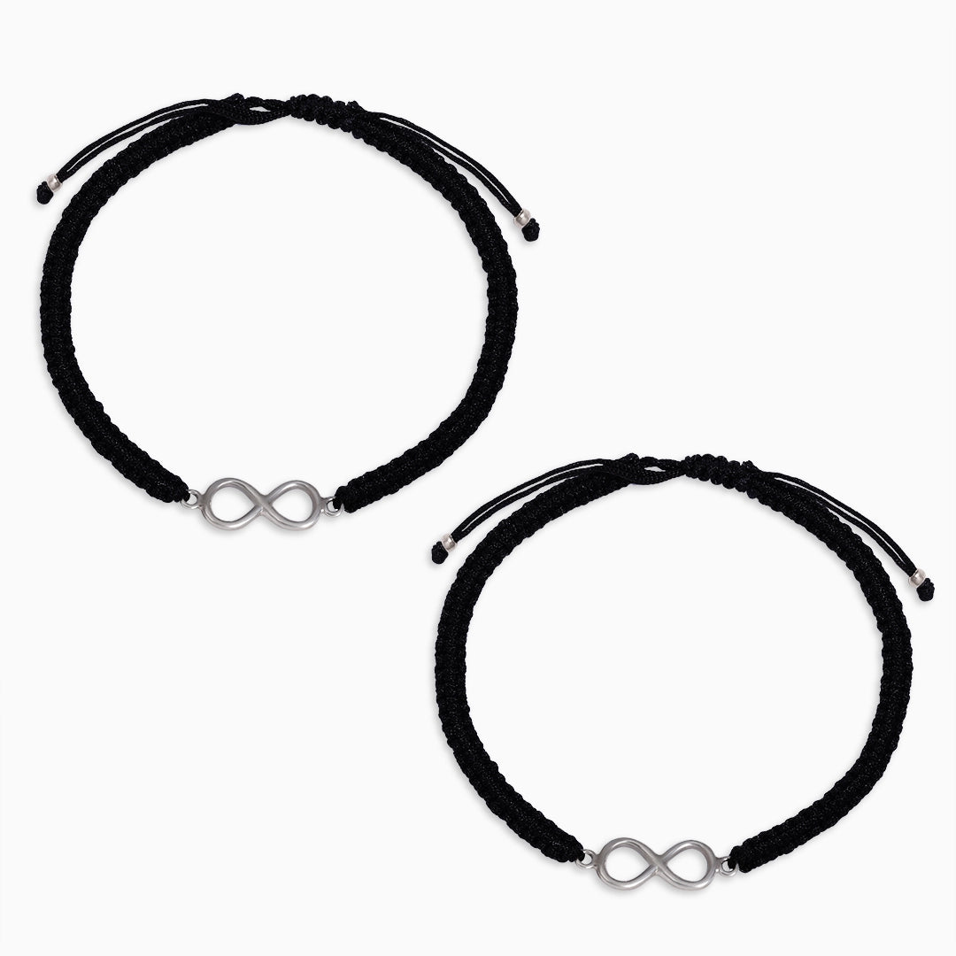silver anklet for women - Infinity Black Thread Anklet