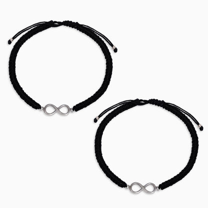 silver anklet for women - Infinity Black Thread Anklet