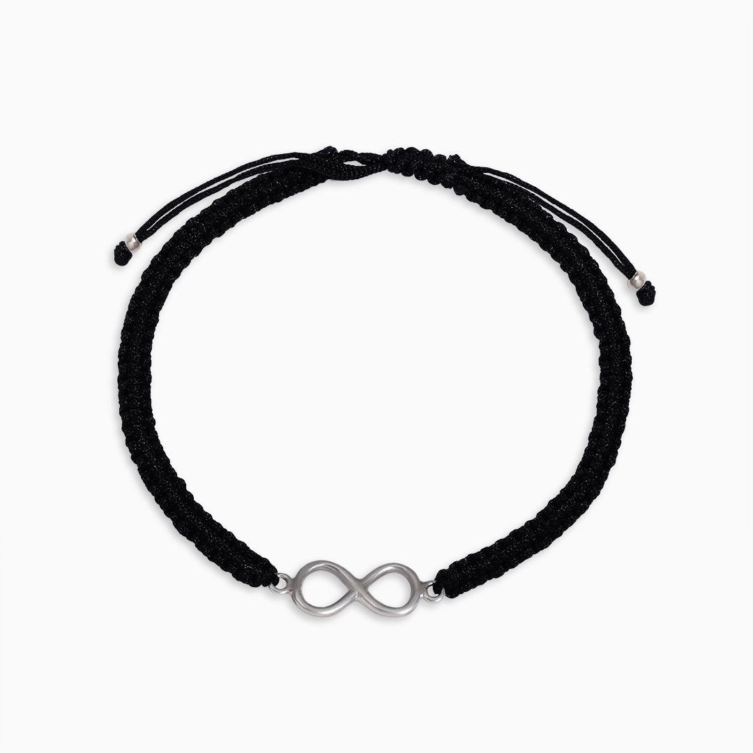 black thread silver anklets - Infinity Black Thread Anklet