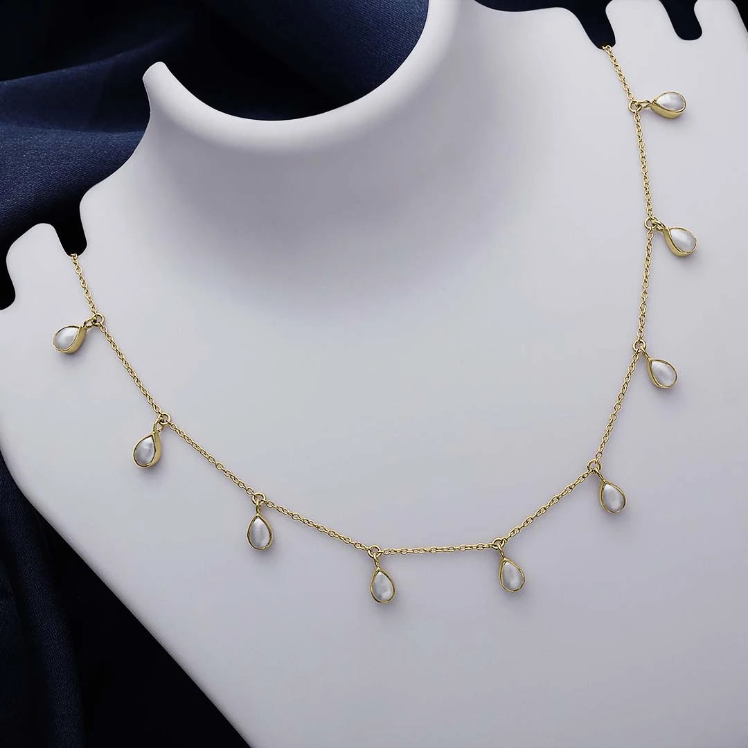 Neck Pieces - Pure Silver Necklace &#8211; Made With Majestic Gold Pearls
