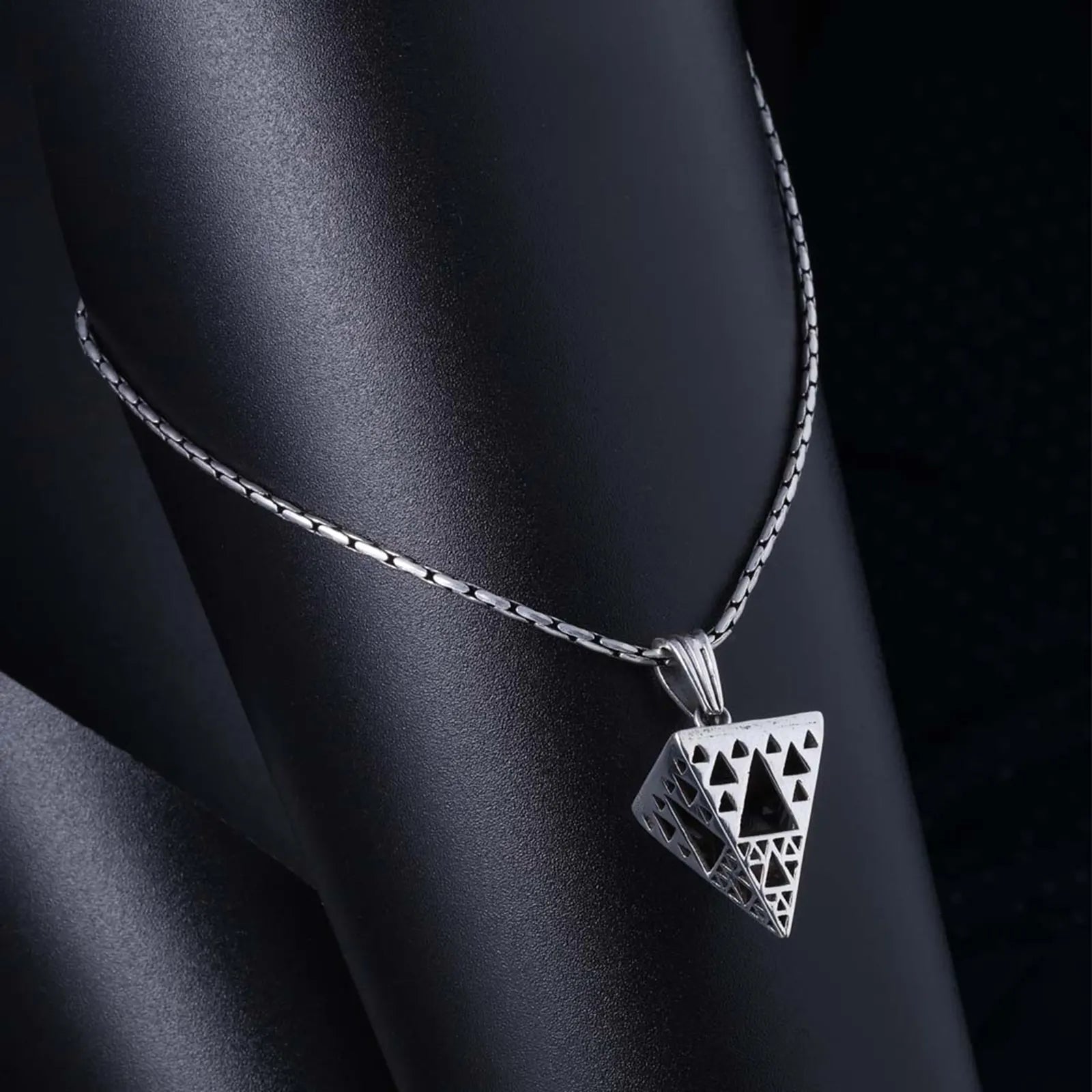Pyramid Design Triangle Silver Pendant