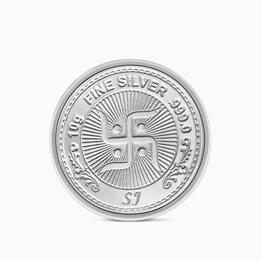 Coins - 10gm Pure Silver Coin at best price &#8211; Divine Swastik Design