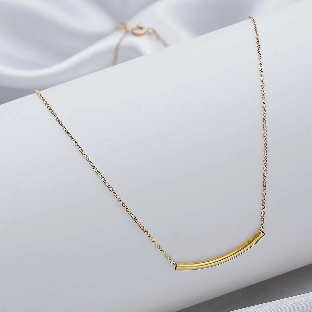 Contemporary Jewellery - Pure 925 Silver Necklace &#8211; Elegant Gold Plated String Chain