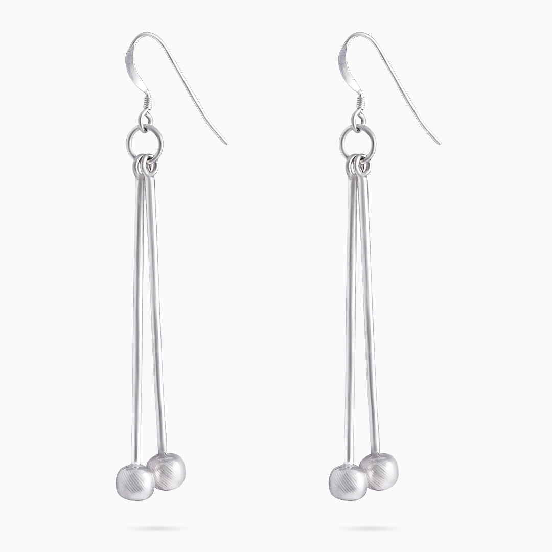 Drop Earrings - Pure Silver Earrings &#8211; Double Delight Long Drop Model