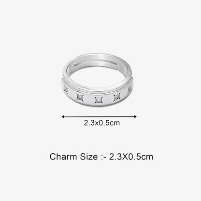 CZ Studded Starlight Silver Ring for Women