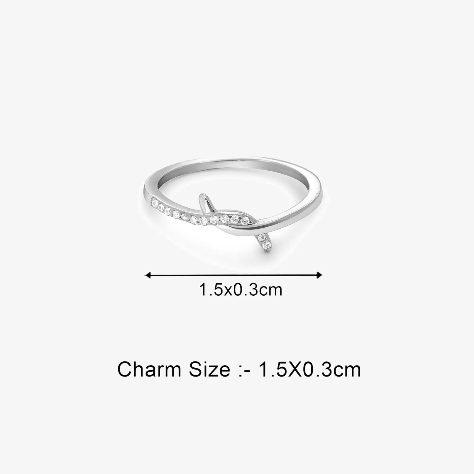 CZ Studded Silver Knot Finger Ring for Women