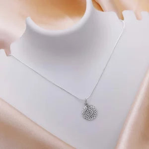 Floral Mandala Pendant 925 Sterling Silver